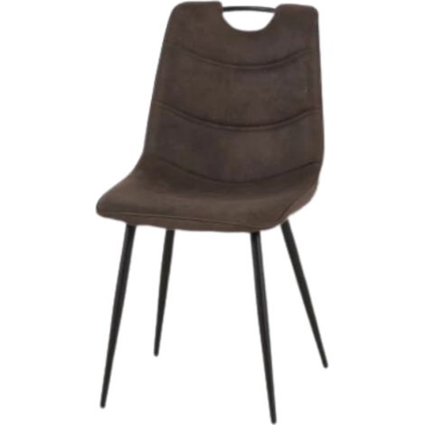 Chaise simili gris avec poignée pieds métal noir (1/5)