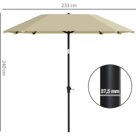 Parasol Ø233cm, pliant, octogonal, résistant au vent, beige, pour plage, balcon et terrasse