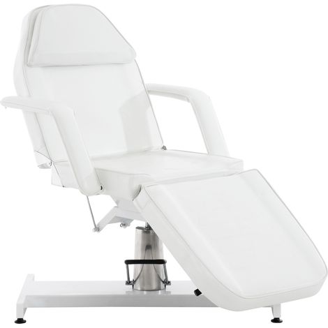 Camilla de Estética Hidráulica V2 Tapizada en Cuero Sintético Blanco