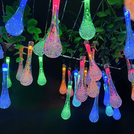 Guirlande lumineuse multicolore - 50 LED Guirlande lumineuse 8 modes solaire Gouttes d'eau - Guirlande lumineuse pour Thanksgiving Day (Étanche) (1/5)