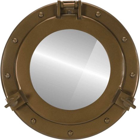 Miroir en forme de hublot mural Ø30 cm aluminium et verre