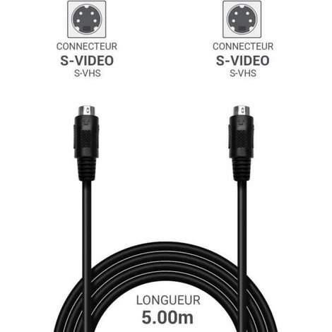 Câble S-Video (SVHS) - - 5 m - Mini-DIN 4 broches - 2 fiches mâles - Noir (1/2)