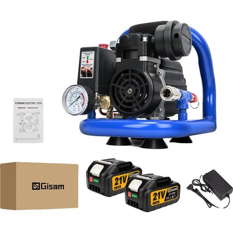 Elektrischer Luftkompressor, tragbar, 8 Bar Druck, 2 Batterien (1/2)