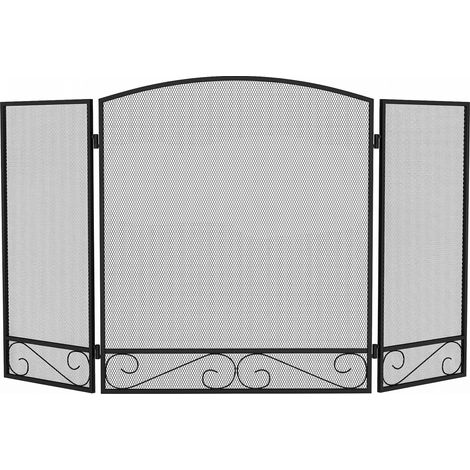 Pare-feu cheminée - HOMCOM - pliable - 3 panneaux en métal - 123 x 70 cm - noir (1/5)