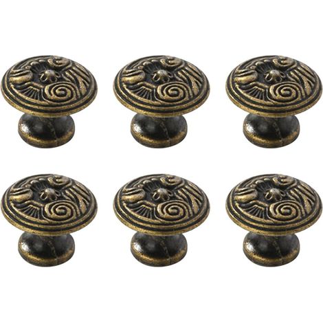 Lot de 6 Poignées Métalliques pour Meuble Style Vintage, Finition Bronze Vert Antique, Grand Modèle, Poignée de Porte D'armoire et Tiroir, Accessoire Solide pour Rénovation (1/5)