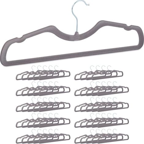 Set di 50 eleganti grucce in velluto antiscivolo per vestiti 15,5 x 42,5 x 0,5 cm in ferro nero 130009782