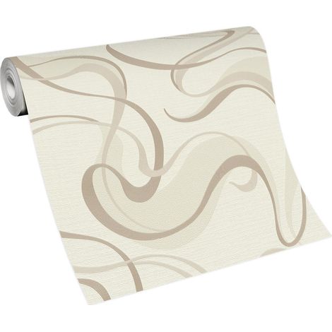 Papier peint moderne beige à motif pour salon | Tapisserie beige à motifs chambre adulte | Papier peint intissé bureau & couloir (1/5)