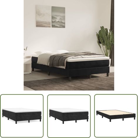The Living Store Cadre de lit sans matelas noir 120x200 cm velours - Cadre De Lit - Lit Double - Lit Velours - Literie - Meuble Chambre (1/5)