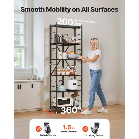 Étagère Pliante Mobile - 6 Niveaux - Étagère Pliante à Roulettes (1/5)
