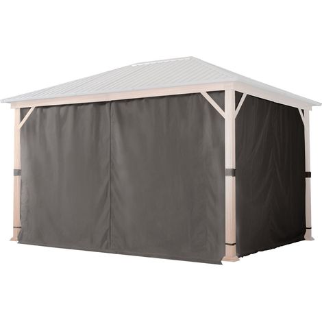 TOOLPORT 4 Seitenteile für Gartenpavillon Forest Superior 3x4 m - Polyester ca. 180 g/m² - mit Reißverschluss - grau (1/5)