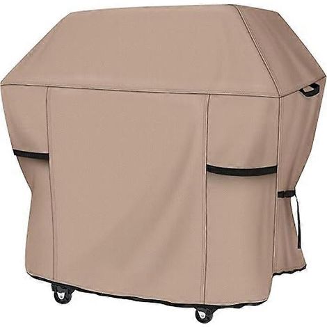 Housse de barbecue imperméable adaptée aux barbecues à gaz d'extérieur à 3-5 brûleurs, en tissu Oxford résistant, kaki, 600 dpvc, 132 x 61 x 114 cm (52 x 24 x 45 pouces). (1/5)