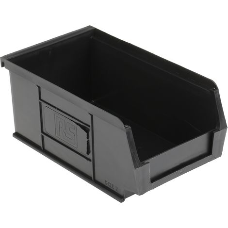 Bac de rangement RS PRO Noir en PP, 75mm x 100mm x 165mm ( Prix pour Paquet de 20 ) (1/4)