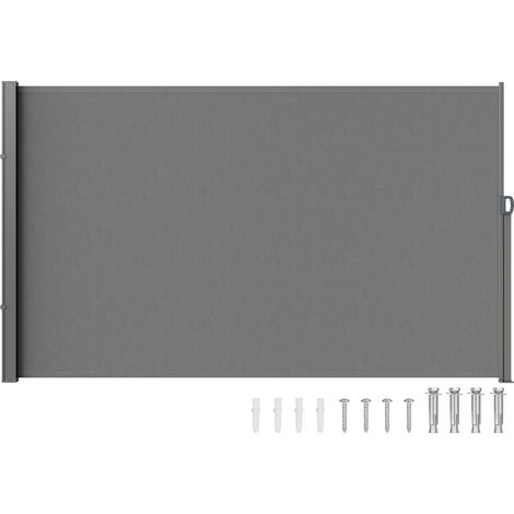 VEVOR Tenda Laterale Retrattile, Schermo Privacy Esterno Giardino Balcone Terrazza 180x350 cm, Frangivista Retrattile Poliestere 180g Impermeabile, UV30+ Paravento Divisorio per Cortile Balcone Grigio