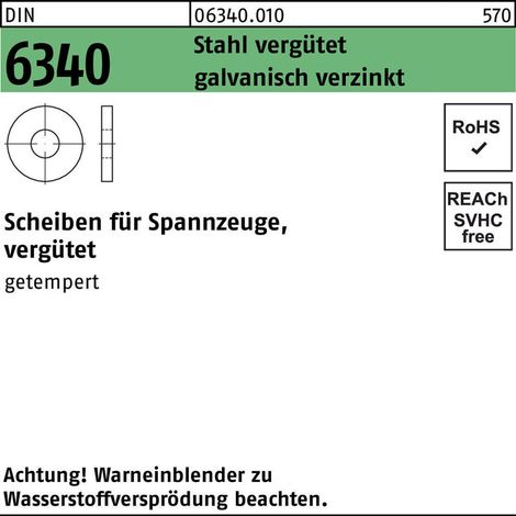 Scheibe DIN 6340 10,5x 28x 4 Stahl vergütet galv.verz. 100 Stück (1/2)