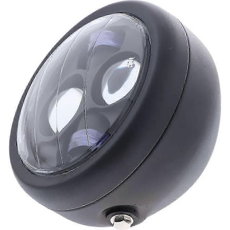 Phare avant rond en métal 6,5" à LED pour moto, feux de route/croisement, coque noire, usage autoroutier