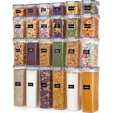 Boîtes de rangement hermétiques 24 pièces – Plastique alimentaire sans BPA – Couvercles à verrouillage latéral – Étiquettes réutilisables incluses (1/5)