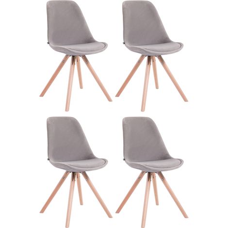 Set di 4 sedie Toulouse in velluto rotondo grigio natura (1/4)