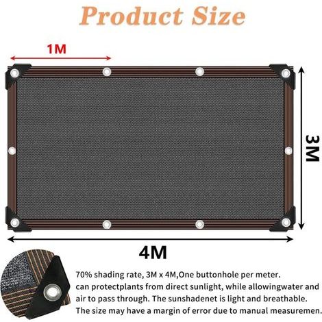 Filet ombrage 50% UV - 3x4m pour pergola/terrasse/serre/poulailler (1/3)