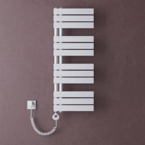 doporro Heizkörper Bad Handtuchheizkörper 104x40cm Badezimmer Badheizkörper Badheizung Handtuchtrockner Handtuchwärmer Seitenanschluss Weiß mit Heizstab 600w (1/5)