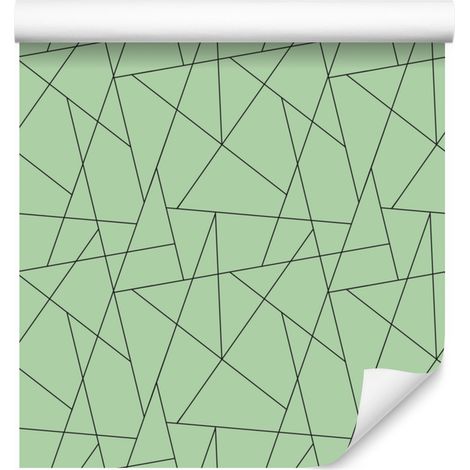 Carta da parati con motivo geometrico verde e menta, sfondo verde 50x1000 cm (1/5)
