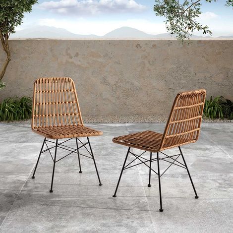2er-Pack Aitana Rattan/Schwarz Ess- oder Gartenstühle (1/5)
