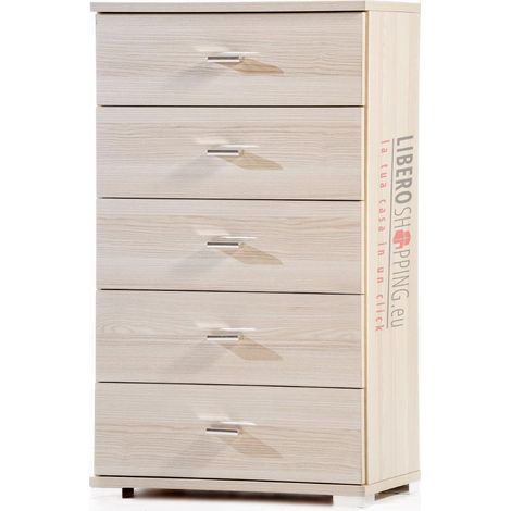 Cassettiera 5 cassetti in legno 53x91h cm Rovere (1/7)