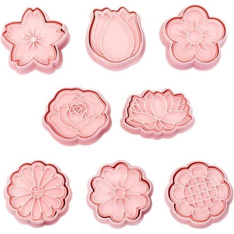 Emporte-pièce - Non spécifié - 8 pièces - PVC alimentaire - Formes de fleurs - Décoration de pâtisserie (1/4)