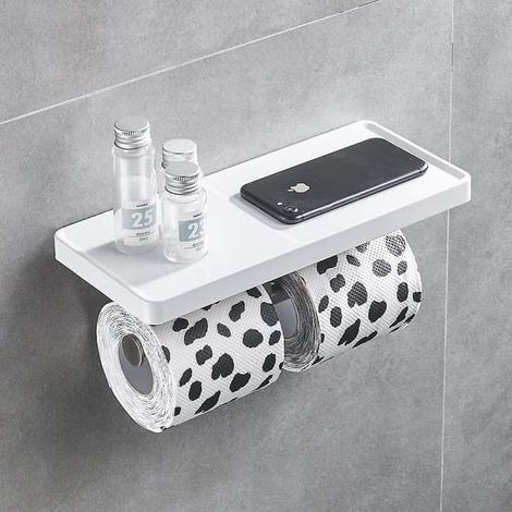BelleRise - Porte-papier toilette mural, blanc, 29 x 13 cm (1/5)
