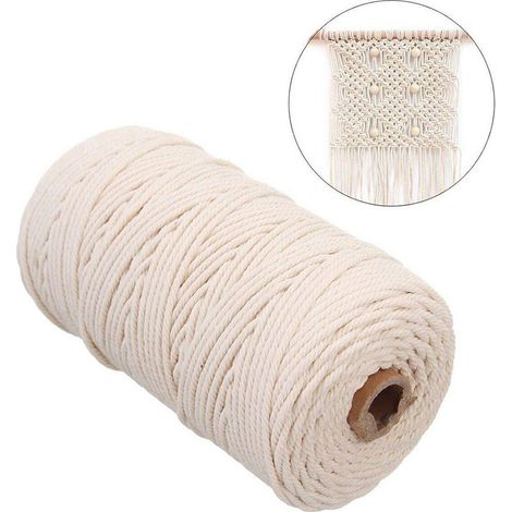 Corde coton douce peau amicale multifonctionnelle pour décoration murale, art mural, tapisserie, macramé. (1/5)