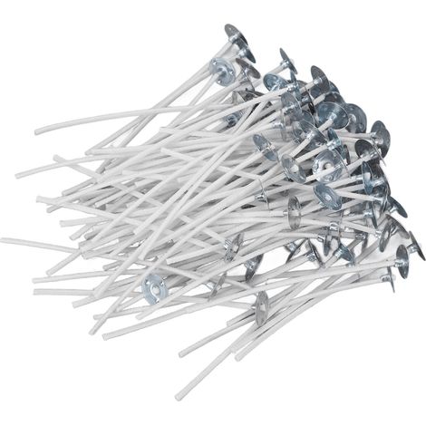 100 Mèches de Bougie en Coton 8cm/3.15in, Pré-cirées, Cœur de Bougie Blanc Extra pour Bougies Parfumées DIY (1/5)