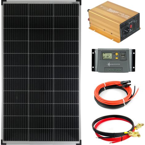Komplettset 1x140 Watt Solarmodul 600 Watt NP600 Wandler 10A Laderegler gelb Solar Inselanlage (1/5)