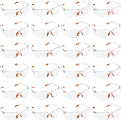 Lot de 24 Lunettes de Sécurité Transparentes - Lunettes de Protection avec Verres en Plastique, Pont-de-Nez et Embouts de Branches en Caoutchouc pour Plus de Confort - Lunette Transparente P (1/5)