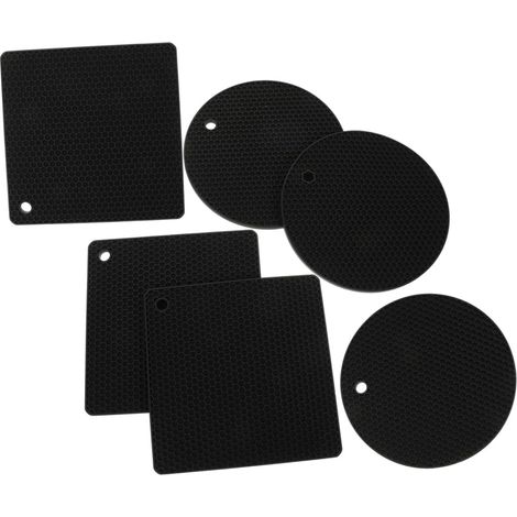 6 dessous de plat en silicone, noir, antidérapants (1/5)