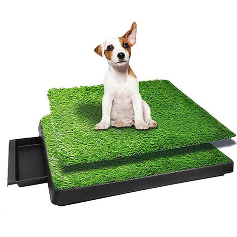 Toilettes pour Chiens,63 X 51CM Toilettes pour Chien Gazon Artificiel,avec Plateau et 2 pièces de Gazon Synthétique,pour Balcon/Jardin/Toilette (1/5)