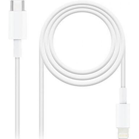 Cable USB 2.0 Tipo-C Lightning Nanocable 10.10.0601/ USB Tipo-C Macho - Lightning Macho/ 1m/ Blanco (1/4)
