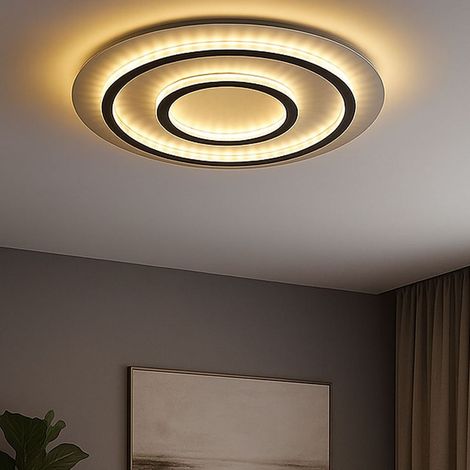 LED Deckenlampe dimmbar mit Fernbedienung Kristall Deckenleuchte schwarz gold Wohnzimmerlampe, Farbwechsel, 60W 2100lm warmweiß-kaltweiß, D 55 x 6 cm (1/5)