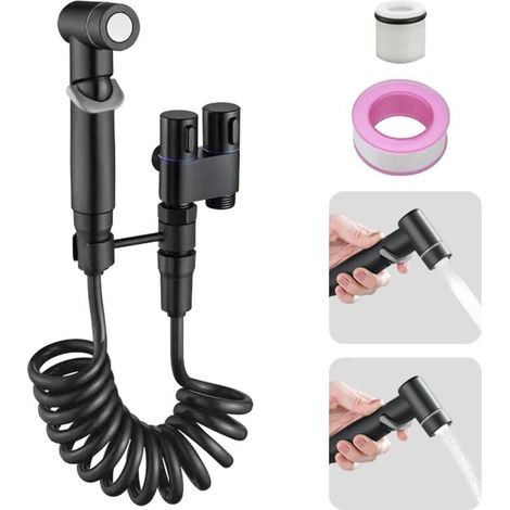 Bidet-Staubwedel, Bidet-Leuchte mit einem Wasserzulauf – Doppelsteuerung für zwei Funktionen, Staubwedel-Set mit Hauptsteuerung für Intimwaschmittel, Tierhaarwäsche und Schaumreinigung