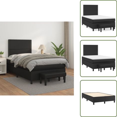 Boxspringbett mit Matratze Schwarz 120x200 cm Kunstleder - Boxspringbett - Betten - Doppelbett - Kunstlederbett - Schwarzes Bett