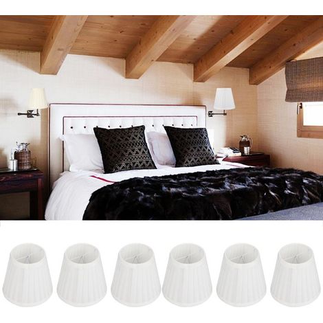 BelleRise - 6pcs abat-jour tissu – PX1840 – diffuse lumière douce – salon chambre – blanc 9×13×14 cm (1/4)