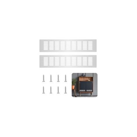 2 Pièces Grille D’aération en Aluminium,Grille de Ventilation Argent 80x400mm Grille Aeration Rectangulaire avec Vis Grille Meuble Aluminium pour Toutes Sortes D'armoires Grille Ventilation (1/5)
