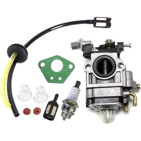 Kit de carburador para desbrozadora de 52 cc, 49 cc y 43 cc para motores de dos tiempos con manguera de combustible, bujía, junta y bomba de cebado. (1/5)