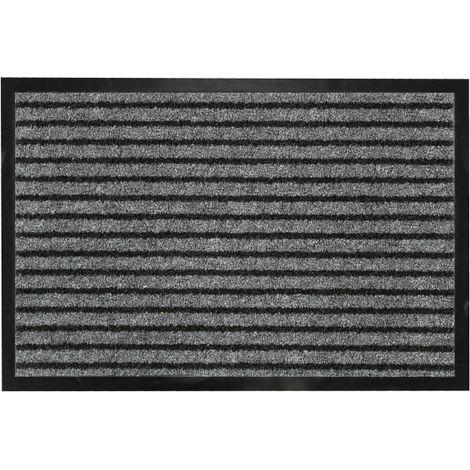 Tapis rectangulaire pour la porte, rayures grises, anti-poussière. (1/4)