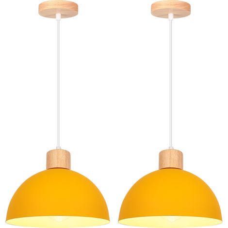 2PCS Lustre En Métal Vintage Suspension Luminaire Moderne Lampe À Suspension D'Intérieur Simple E27, Jaune Pour Restaurant Cuisine