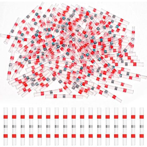 Lot de 150 connecteurs à souder 22-18 AWG rouges avec gaine thermorétractable étanche isolée pour soudure (1/4)