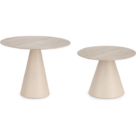 Tavolino hardy alto, piano in ceramica, base in acciaio da assemblare Ø 50 x 32 Ø 60 x 47 cm