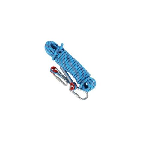 Corde Escalade 10M avec 2 Mousqueton Escalade 8mm Corde Alpinisme Corde de Sauvetage Incendie Évacuation Griffe Elagage Camping Pêche Aimant Extérieure - Nylon Bleu (1/5)