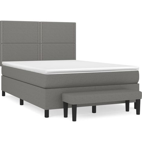 Maison Exclusive - Cama box spring con colchón tela gris oscuro 1 (1/5)