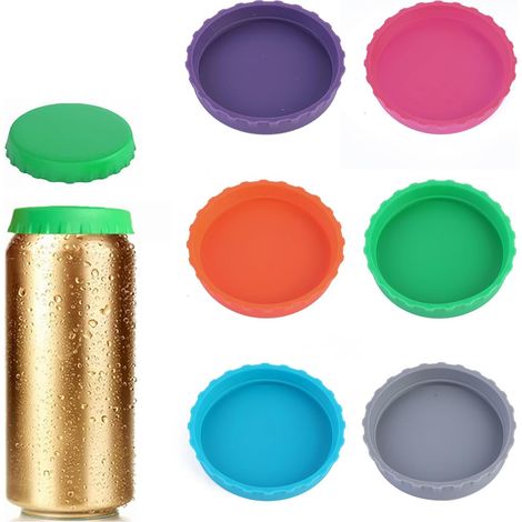 Set di 6 coperchi in silicone per lattine di bibite, riutilizzabili, per bicchieri d'acqua, lattine di birra, bottiglie e lattine di bibite. (1/5)