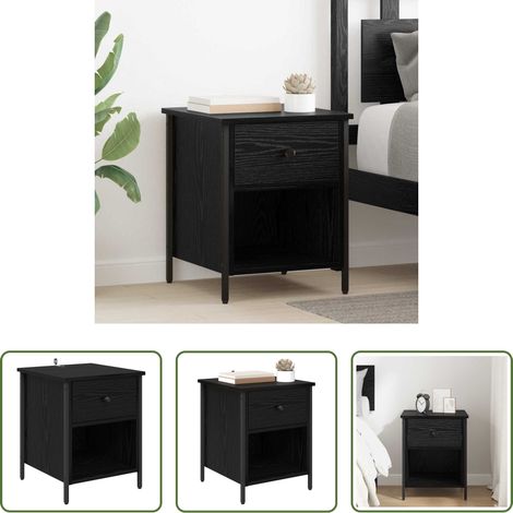 Rangement chambre - Cabinet de chevet Chêne noir 40 x 42 x 50 cm Bois d'ingénierie (1/5)
