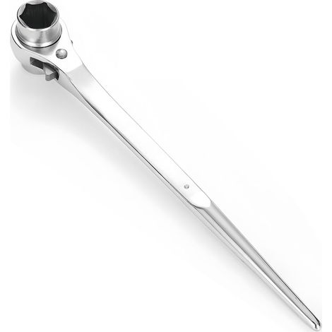 Gerüstbauratsche 19/22 mm, Ratschenschlüssel, Rechts/Links umschaltbarer Gerüstschlüssel, Multifunktions-Podgerschlüssel, CR-V-Ratsche mit mattverchromter Oberfläche